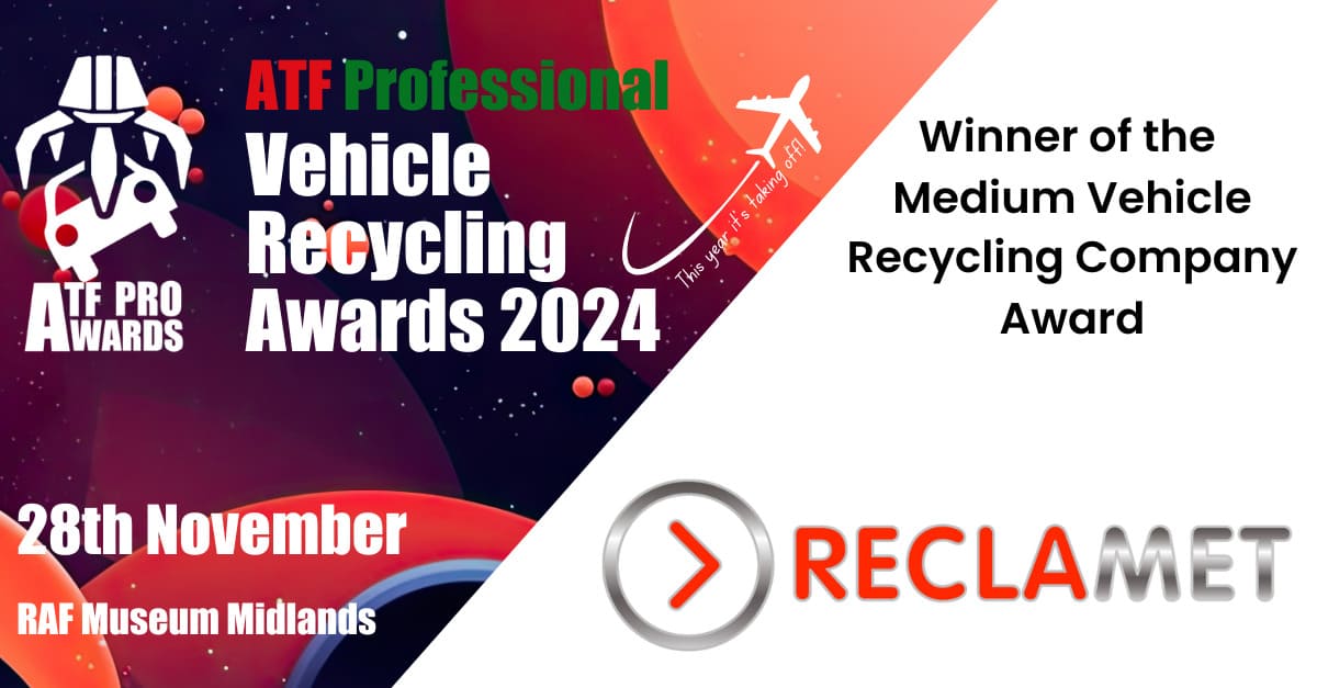 Reclamet Limited - Winner of the Medium Vehicle Recycling Company Award - ATF Pro Awards 2024